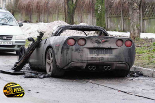 Illustration for article titled Decadent American Corvette Burned By Ukrainian Proletariat